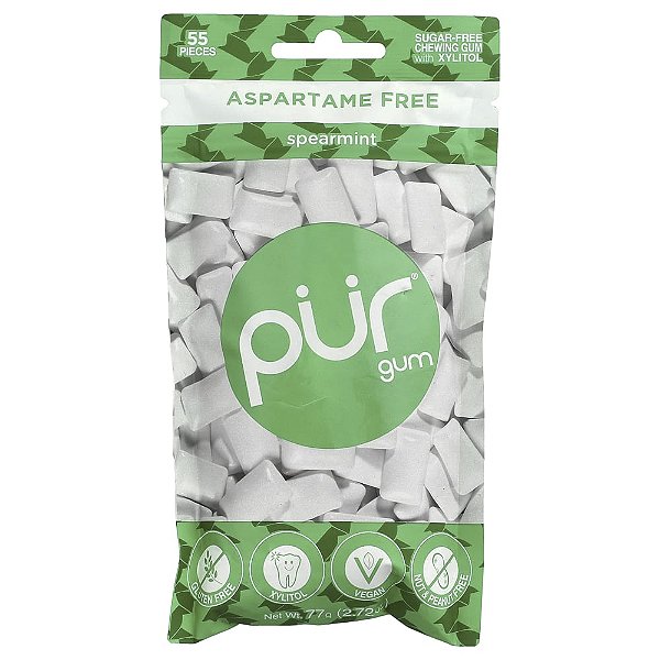 Goma de Mascar Hortelã Sem Açúcar 55 Unidades 77 g - The PUR Company