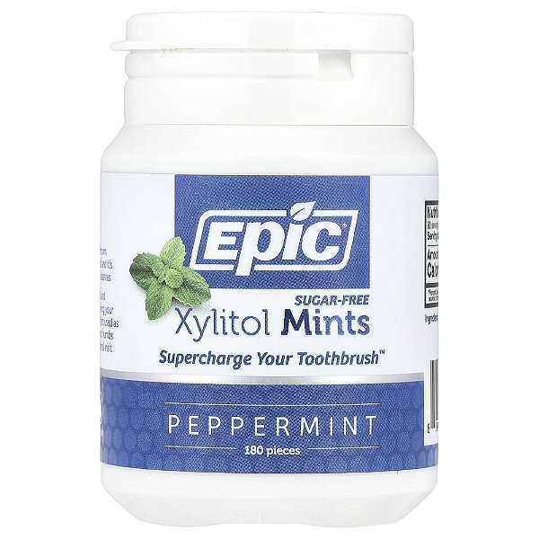 Balas de Xilitol Hortelã-Pimenta Sem Açúcar 180 Unidades - Epic Dental