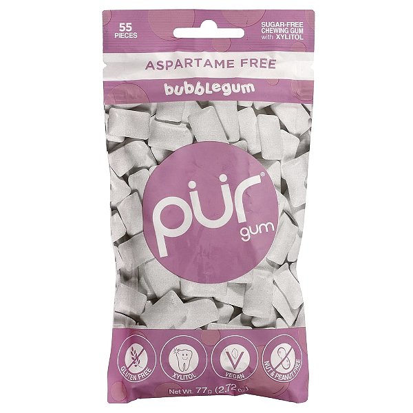 Goma de Mascar Sem Açúcar Sabor Chiclete 55 Unidades 77 g - The PUR Company