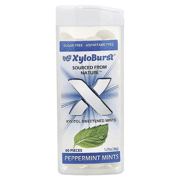 Balas de Xilitol Hortelã-Pimenta 60 Unidades 36 g - Xyloburst
