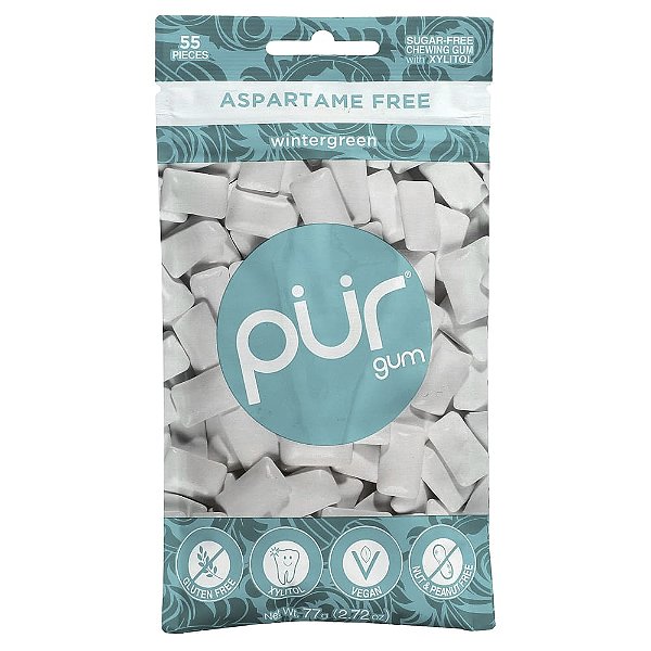 Goma de Mascar Menta Wintergreen Sem Açúcar 55 Unidades 77 g - The PUR Company