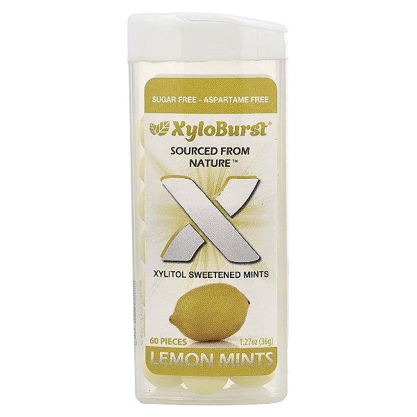 Mentas Adoçadas com Xilitol Limão 60 Unidades 36 g - Xyloburst