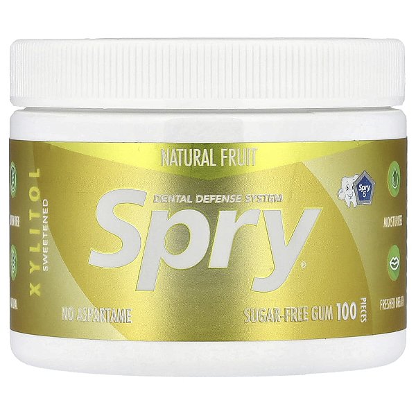 Spry Goma de Mascar Sem Açúcar Frutas Naturais 100 Unidades - Xlear