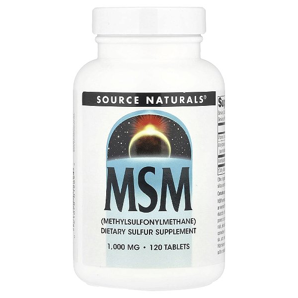 MSM Enxofre Orgânico 1000 mg 120 Comprimidos - Source Naturals