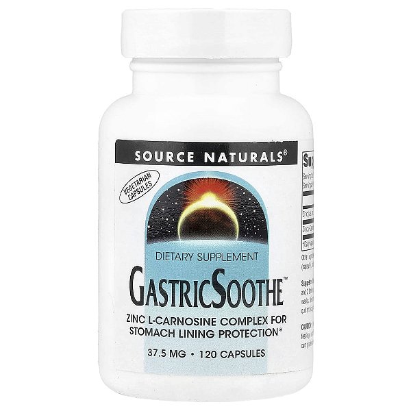 GastricSoothe Zinco L-Carnosina 37.5 mg 120 Cápsulas - Source Naturals