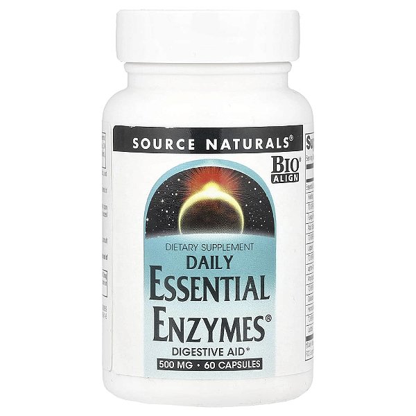 Enzimas Digestivas Essential Enzymes 500 mg 60 Cápsulas - Source Naturals