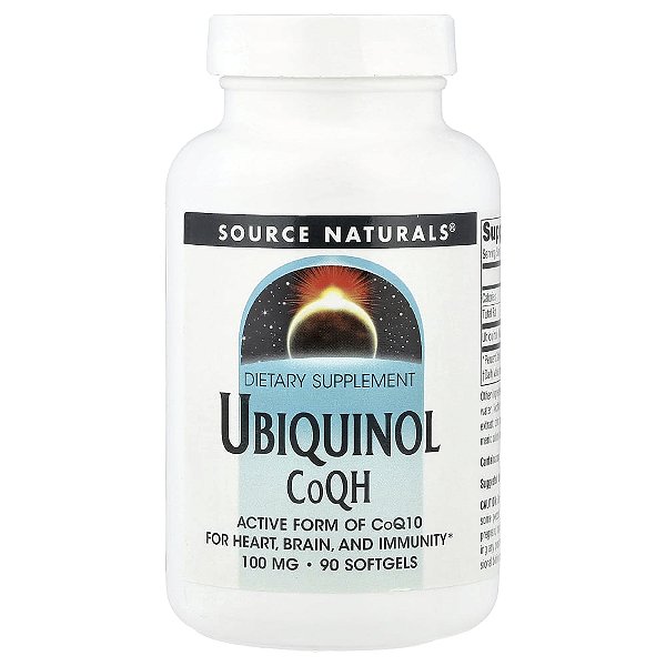 Ubiquinol CoQH Coenzima Q10 Ativa 100 mg 90 Softgels - Source Naturals