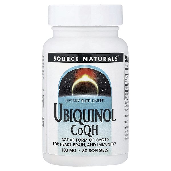 Ubiquinol CoQH Coenzima Q10 Ativa 100 mg 30 Softgels - Source Naturals
