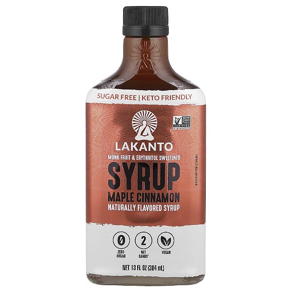 Xarope Adoçado com Fruta dos Monges Sabor Bordo e Canela 384 ml - Lakanto