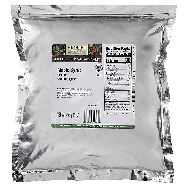 Xarope de Bordo Orgânico em Grânulos 453 g - Frontier Co-op