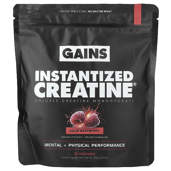 Creatina Monohidratada Solúvel Framboesa Azeda 243 g - GAINS