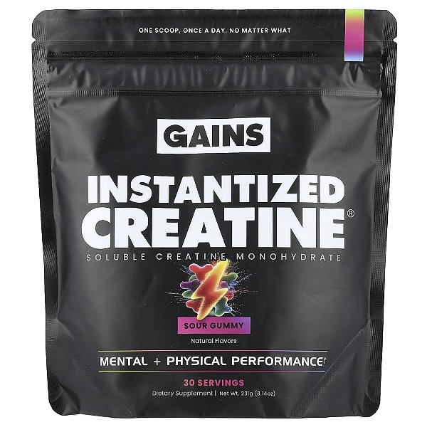 Creatina Monohidratada Solúvel Goma Azeda 231 g - GAINS
