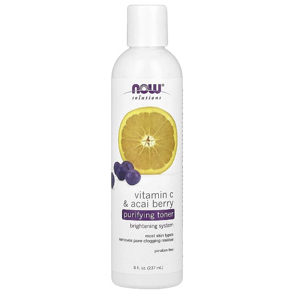 Tônico Facial Purificante Vitamina C e Açaí 237 ml - NOW Foods