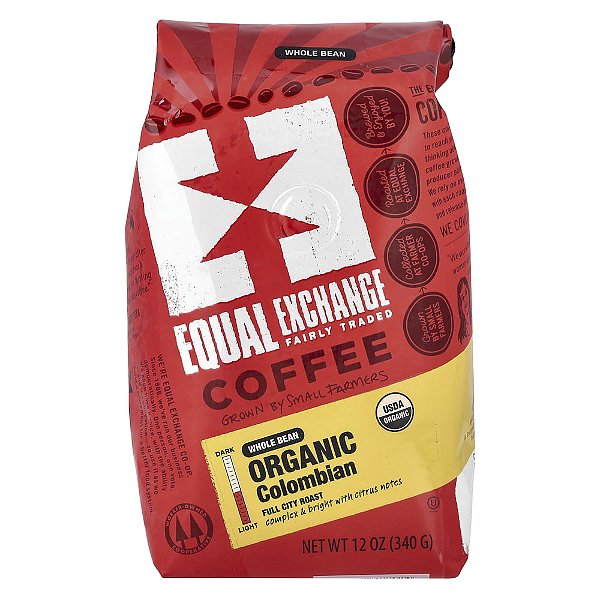 Café Orgânico Colombiano em Grãos Full City Torra 340 g - Equal Exchange