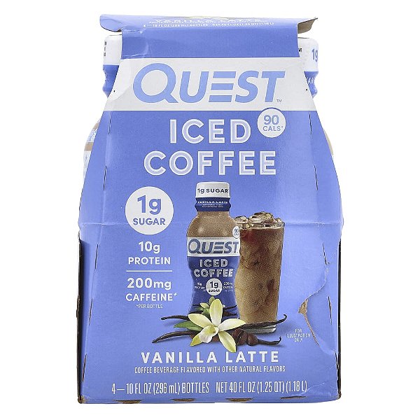 Café Gelado Latte de Baunilha 4 Frascos 296 ml Cada - Quest Nutrition