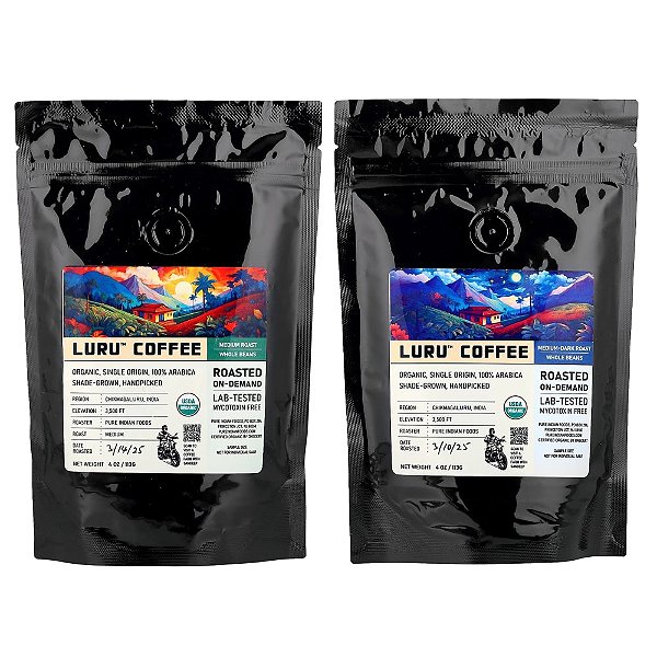 Café Luru Amostra de Grãos Integrais 2 Pacotes 113 g Cada - Pure Indian Foods