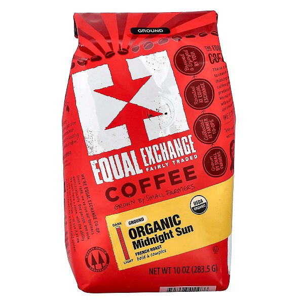 Café Orgânico Midnight Sun Moído Torrado Francês 283,5 g - Equal Exchange