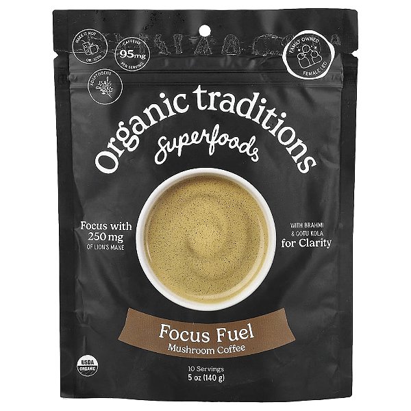 Superfoods Focus Fuel Mushroom Coffee 140 g - Organic Traditions