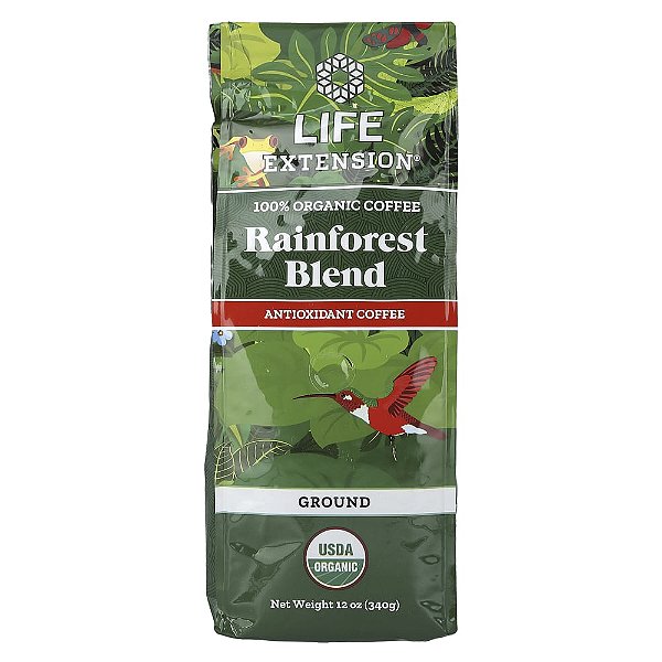 Café 100% Orgânico Rainforest Blend Moído 340 g - Life Extension