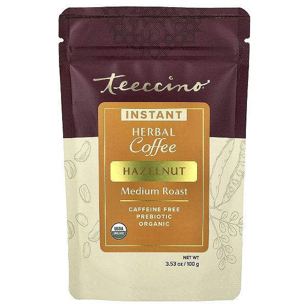 Café de Ervas Instantâneo Avelã Torra Média Sem Cafeína 100 g - Teeccino