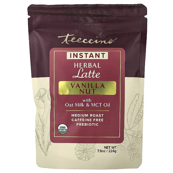 Latte de Ervas Instantâneo Noz de Baunilha Torra Média Sem Cafeína 224 g - Teeccino