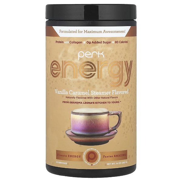 Perk Bebida Energética Caramelo e Baunilha 392 g - Perk Energy