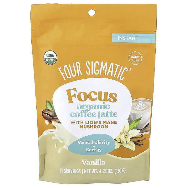 Focus Latte de Café Instantâneo Orgânico com Cogumelo Juba-de-leão Baunilha 120 g - Four Sigmatic