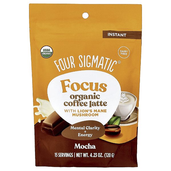 Focus Café Instantâneo Orgânico Latte com Cogumelo Juba-de-Leão Mocha 120 g - Four Sigmatic