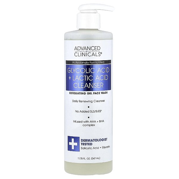 Loção de Limpeza Facial Ácido Glicólico e Lático 347 ml - Advanced Clinicals