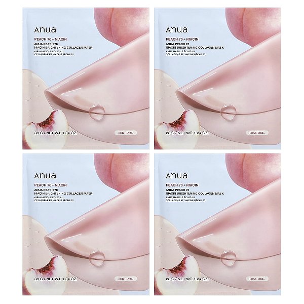 Máscara Facial de Colágeno Peach 70 Niacin 4 Unidades - Anua