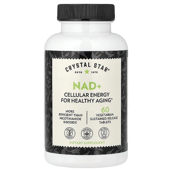 Suplemento de NAD+ Liberação Sustentada 60 Comprimidos Vegetarianos - Crystal Star