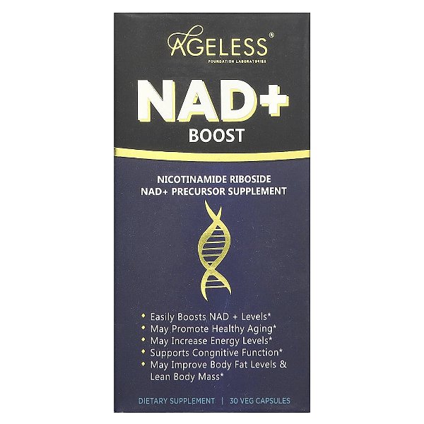 Suplemento Reforço de NAD+ para Longevidade 30 Cápsulas Vegetais - Ageless Foundation Laboratories