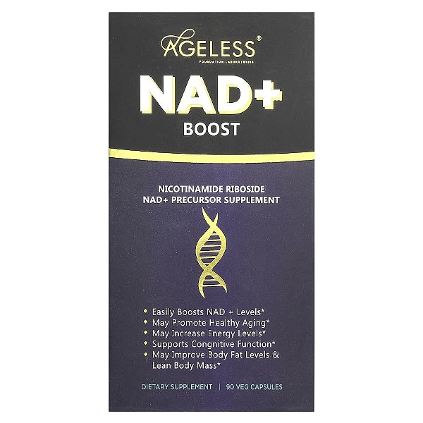 Suplemento Reforço de NAD+ para Longevidade 90 Cápsulas Vegetais - Ageless Foundation Laboratories