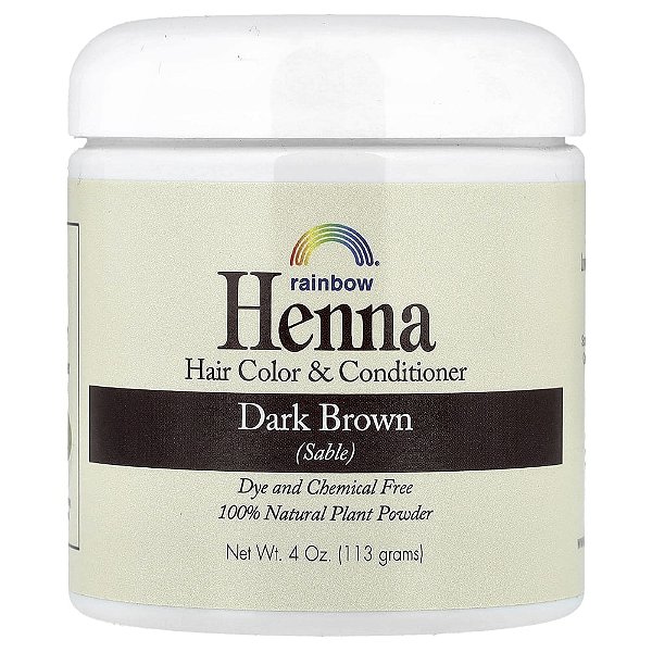 Henna Tintura e Condicionador Capilar Castanho Escuro 113 g - Rainbow Research