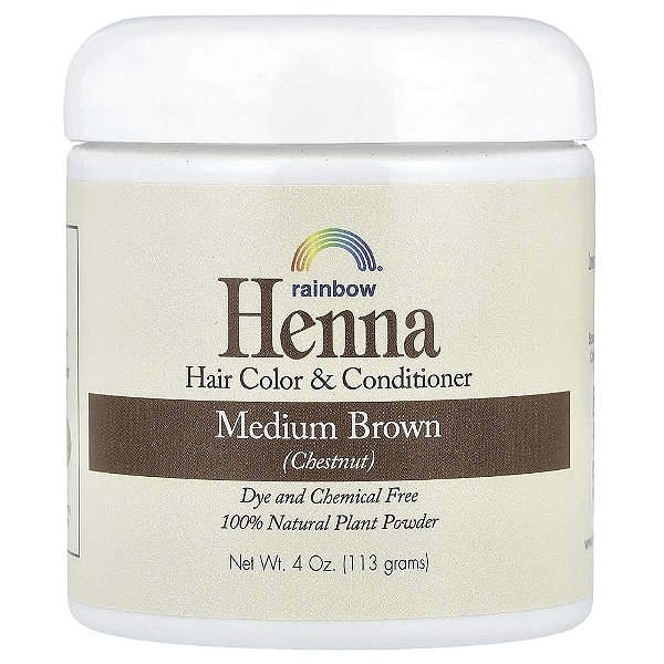 Henna Tintura e Condicionador Capilar Castanho Médio 113 g - Rainbow Research