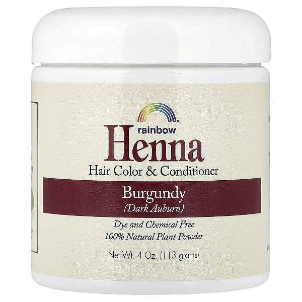 Henna Tintura e Condicionador Capilar Castanho Avermelhado Burgundy 113 g - Rainbow Research