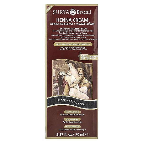 Creme de Henna Tintura Capilar Vegana Preto 70 ml - Surya Brasil
