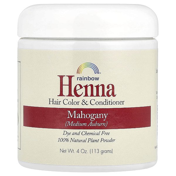Henna Tintura e Condicionador Capilar Castanho Médio Mahogany 113 g - Rainbow Research