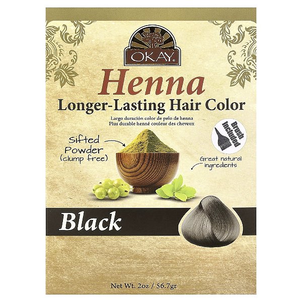Henna Tintura Capilar de Longa Duração Preto 57 g - Okay Pure Naturals