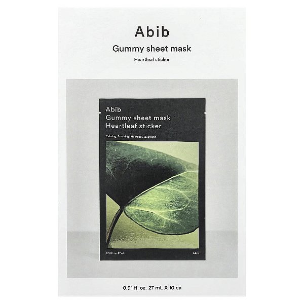 Máscara Facial Gummy Sheet Mask Heartleaf Kit com 10 Unidades - Abib
