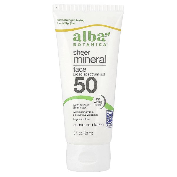 Protetor Solar Facial Sheer Mineral FPS 50 Sem Perfume 59 ml - Alba Botanica