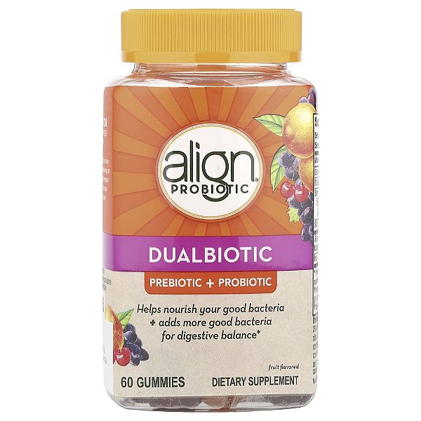 Gomas Prebióticos e Probióticos Dualbiotic Sabor Frutas 60 Gomas - Align Probiotics