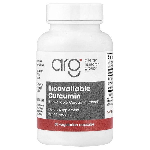 Suplemento de Curcumina Biodisponível 500 mg 60 Cápsulas Vegetarianas - Allergy Research Group