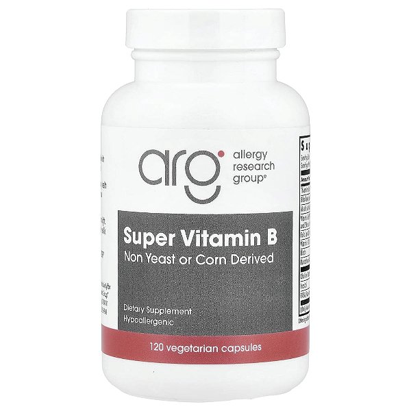 Suplemento de Complexo B Super Vitamina B 120 Cápsulas Vegetarianas - Allergy Research Group