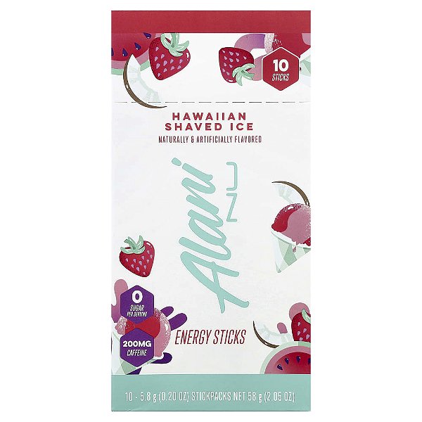 Mistura para Bebida Energética Sabor Hawaiian Shaved Ice Caixa com 10 Sachês de 5.8 g - Alani Nu