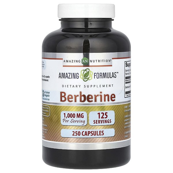 Suplemento de Berberina 500 mg 250 Cápsulas - Amazing Nutrition