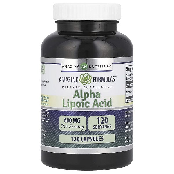 Suplemento de Ácido Alfa-Lipóico 600 mg 120 Cápsulas - Amazing Nutrition