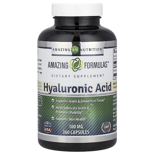 Suplemento de Ácido Hialurônico 100 mg 360 Cápsulas - Amazing Nutrition