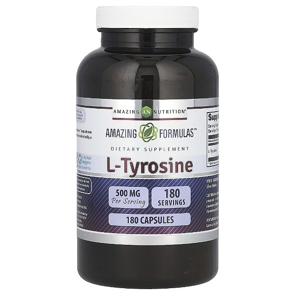 Suplemento de L-Tirosina Amazing Formulas 500 mg 180 Cápsulas - Amazing Nutrition