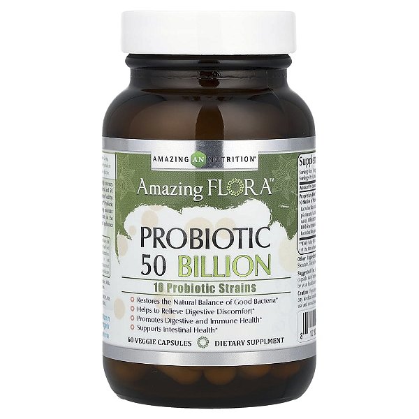 Probiótico Amazing Flora 50 Bilhões de UFC 60 Cápsulas Vegetais - Amazing Nutrition